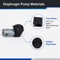 Pompe à air à micro-diaphragme 6L/min 300Kpa 75Kpa avec brosse à vide 6V-24V pour laboratoire médical OEM
