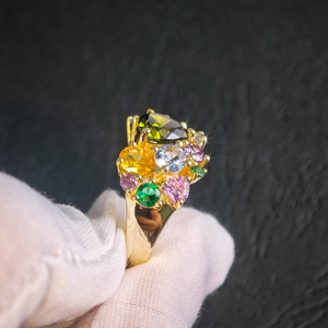 Anillo Hipoalergénico de Plata de Ley 925 con Esmeralda, Citrino, Amatista, Zafiro Rosa, Aguamarina y Turmalina en Forma de Corazón para Mujer, Uso Diario - Product Image 6