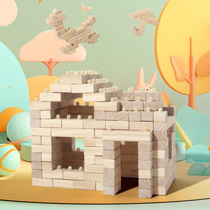 Haute qualité en bois enfants forme empilable architecte blocs de construction ensembles <span class=keywords><strong>jeu</strong></span> éducatif bricolage activité jouets pour enfants garçons filles - Product Image 2