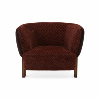Fauteuil d'appoint design à tissage texturé bordeaux, fauteuil lounge rembourré avec dossier enveloppant et pieds en bois, siège pour salon