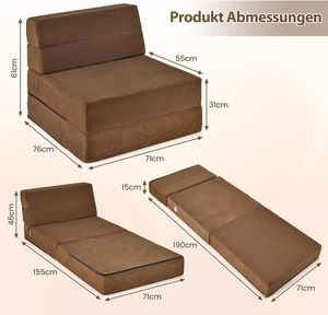 Colchón plegable funcional personalizado marrón sofá cama de tela de lujo sofá cama plegable silla para sala de estar dormitorio