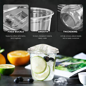 แก้วกาแฟเย็นพลาสติก PET แบบใช้แล้วทิ้ง ทรงกลม ก้นมน ใส รูปตัวยู พร้อมฝาปิดแบบไม่มีหลอด สำหรับเครื่องดื่มเย็น - Product Image 5