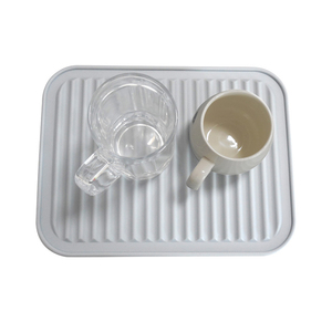 Self-Draining Black Grey Silicone Dish Drying Mat or <b>Trivet</b> for Kitchen Counter - Product Image 3