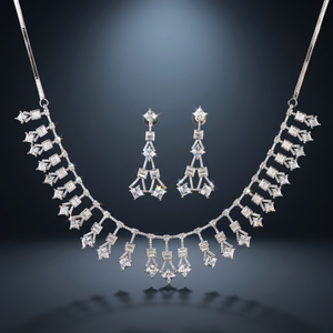 Parure de collier classique en laiton plaqué rhodium avec diamants américains 423852 pour femme, idéale pour anniversaire, mariage, fête, fiançailles, zircon - Product Image 2