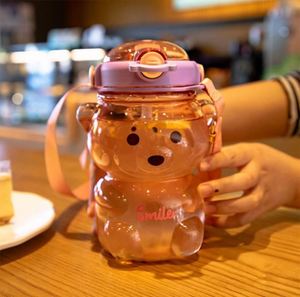 1 L Eco-Friendly Kids Kawaii <b>Bear</b> Water <b>Bottle</b> with Straw Portable Plastic Design Boiling Water Applicable - Product Image 6