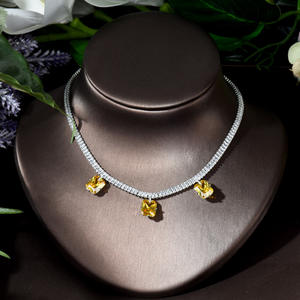 HIBRIDE Temperament <span class=keywords><strong>2</strong></span> uds diseño cuadrado collar y aretes conjuntos cuatro colores conjunto de joyas para mujeres regalos de navidad nupciales - Product Image 4