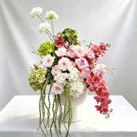 Nouvelle Composition Florale de Mariage de Haute Qualité, Style Romantique Blanc Rose Vert, Boule de Fleurs, Centre de Table Durable en Soie et Plastique