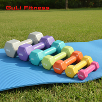 Haltères hexagonaux en fonte bon marché pour fitness, 3lb 5lb 8lb 10lb 12lb, ensemble d'haltères colorés pour la maison, poids à main durables en vinyle