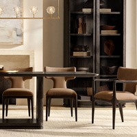Table à manger artisanale nordique minimaliste en chêne massif, table rectangulaire de style Arhaus de luxe avec base sur socle pour projet de villa