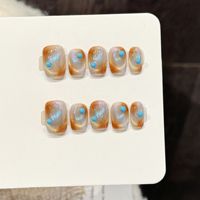 Uñas Postizas Acrílicas Reutilizables Hechas a Mano, Cortas y Cuadradas, Venta al Por Mayor de Fábrica, Juego de Uñas Artificiales para Uso Diario, 10 Piezas