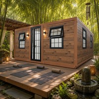 Maison préfabriquée en acier sur mesure, extérieur en bois texturé, bâtiment modulaire moderne, bureau préfabriqué