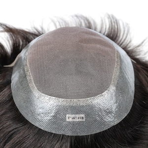Mens for Mono Lace Front Indian Remy Hair Natural Wave 100% Hand Tied Male <b>Toupee</b> Hair Piece System - Product Image 5