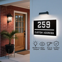 Plaque murale personnalisée en acrylique 3D avec LED pour numéro de maison - Plaque de bienvenue pour entreprise, prise en charge multilingue (hébreu/russe/anglais)