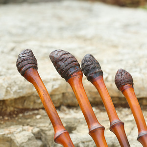 Bamboo Root Walking Stick 1-Section Anti-Slip Rubber Tip Hiking Outdoor Use Elderly Trekking Collectible Gift - Product Image 2
