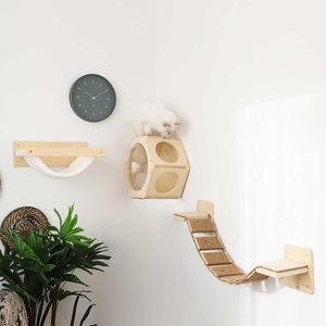 Mur d'escalade moderne en contreplaqué, échelle interactive en bois <span class=keywords><strong>pour</strong></span> chats, échelle murale durable <span class=keywords><strong>pour</strong></span> chats, structure d'escalade <span class=keywords><strong>pour</strong></span> chats - Product Image 1