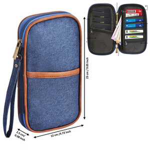 Portefeuille de passeport léger, étui compact, personnalisé, en nylon RFID, porte-passeport pour 4 essentiels de voyage, femmes et hommes, avec sangle - Product Image 1