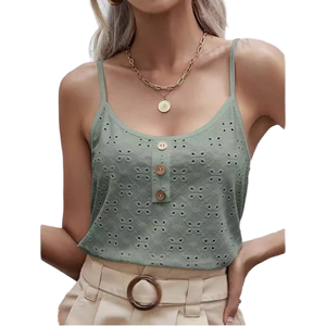 Top Casual de Mujer con Cuello Redondo y Tirantes, Color Sólido, Transpirable, Tejido en Spandex/Poliéster - Product Image 1