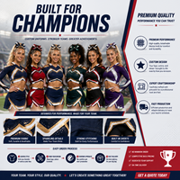 Seragam Cheerleading Custom Seamless Fusing untuk Tim Sekolah, Cetak Sublimasi untuk Kompetisi dengan Logo Custom - Buatan China
