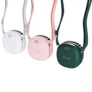 Upgraded Small Portable Waist Clip Fan/Necklace Fan Rechargeable Wearable 2000mah PSE KC Battery Neck Cooling Hanging Mini Fan