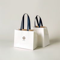 Sacs en Papier Blanc de Luxe avec Logo Imprimé Personnalisé pour Shopping et Cadeaux
