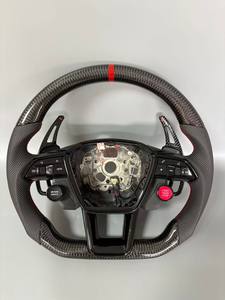 Volant pour <span class=keywords><strong>Audi</strong></span> A4/A5/A6/A7/S4/S5/Q7/<span class=keywords><strong>TT</strong></span> <span class=keywords><strong>RS</strong></span> 2010-2025 avec logo personnalisable, palettes de changement de vitesse, carbone forgé et bouton - Product Image 2