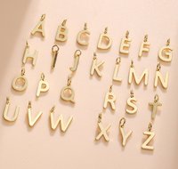 Meilleure Vente : Breloques Pendentifs Brillants pour Colliers Initiales, pour la Fabrication de Bijoux, en Acier Inoxydable Plaqué Or 18 carats, Breloques DIY pour Bracelets à Lettres