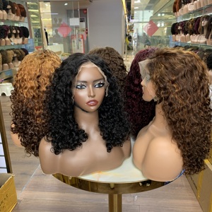 Pelucas de Cabello Humano al por Mayor, Peluca de Cabello Humano con Frente de Encaje, Super Double Drawn # Pelucas de Lujo 99J con Rizo de 14 Pulgadas - Product Image 3