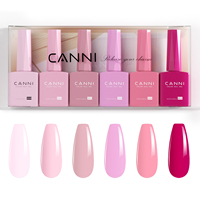 CANNI Nouveau Set de Vernis à Ongles Gel UV 9ml Sans HEMA, Kit de Gels UV 6pcs/lot avec Base, Top Coat, Top Coat Mat, Primer et Déshydrateur, Coffret Cadeau