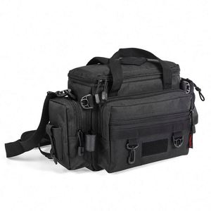 กระเป๋าอุปกรณ์ตกปลาอเนกประสงค์แบบพกพา สีดำ พร้อมสายสะพายไหล่บุนุ่ม ตัวอย่างสินค้าฟรี ขายส่งจากโรงงาน - Product Image 1