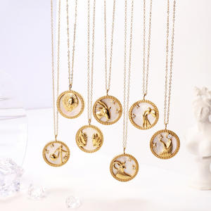 Collier d'<span class=keywords><strong>horoscope</strong></span> en acier inoxydable plaqué or, incrusté de Zircon, 12 colliers du zodiaque pour cadeau d'anniversaire - Product Image 3