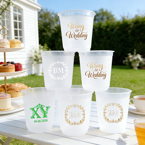 Gobelet en plastique jetable de luxe en forme de U de 350 ml (16 oz) avec logo personnalisé pour mariage, gobelet transparent givré pour smoothie, gobelet rigide en PP pour thé au lait à bulles - Product Image 1