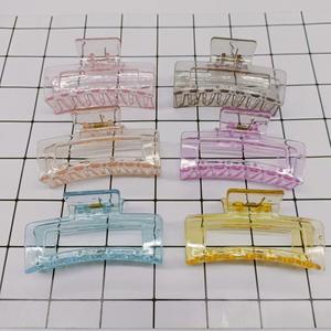 Pinzas de pelo cuadradas, pinzas de pelo de plástico transparente, pinzas de pelo de cristal modernas y a la moda, fuente de venta al por mayor, un yuan por unidad - Product Image 5