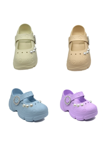 Zoccoli con Piattaforma e Perle Stile Mary Jane, Scarpe Estive Morbide e Leggere con Tomaia in Plastica e Suola Intermedia in EVA, Taglia 27 - Product Image 1