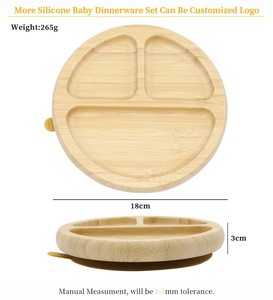 צלחת סיליקון לילדים אוכל תינוק האכלת התינוק האכלת הבמבוק כלי אוכל מבמבוק כלי סט סט ערכות שאיבה עם מנות אספקה של אספקה - Product Image 6