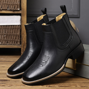 <span class=keywords><strong>Botas</strong></span> Vaqueras Occidentales Bordadas Retro para Hombre, <span class=keywords><strong>Botas</strong></span> Chelsea de Tacón Grueso y Caña Baja, Estilo Europeo y Americano - Product Image 5