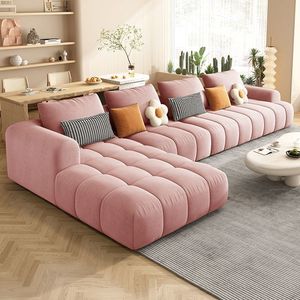 ชุดโซฟาโมดูลาร์ทันสมัยคุณภาพสูงยอดนิยม ผ้ากำมะหยี่สีครีม เฟอร์นิเจอร์ห้องนั่งเล่นสไตล์วิลล่า - Product Image 3