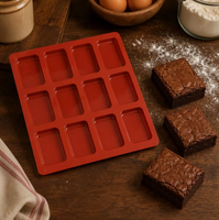 12-Loch Quadratische Silikon-Kuchenformen für DIY-Handgemachte Seife, Wiederverwendbare Schokoladen-, Kuchen- und Kerzenform, Backzubehör