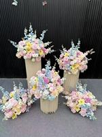 Boules de fleurs artificielles en soie réalistes et colorées de 70 cm, bouquet de roses roses de haute qualité, centre de table, décoration de mariage