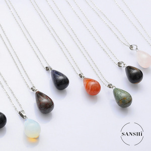 Pendentif goutte d'eau agate cristal pierre naturelle collier de clavicule ovale Jade petit pendentif pour la fabrication de bijoux - Product Image 2
