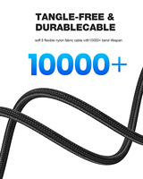 Câble USB vers USB C blindé en nylon à 90 degrés, compact, OEM/ODM, accessoires pour téléphone portable, 60W