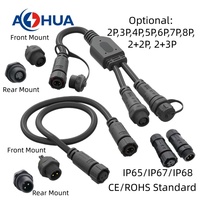 Connecteur étanche IP68 M12 Fils-Fils/Panneau/Extension Angulaire en Y/T/F, Faisceau de Raccordement 2 à 8 Broches pour Éclairage LED OEM ODM