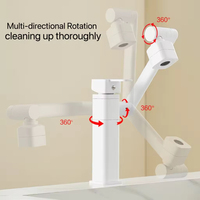 Robinet de lavabo de salle de bain moderne en acier inoxydable blanc à poignée unique, pivotant à 1080 degrés, à montage sur comptoir, avec cartouche en céramique