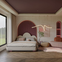 Meubles de chambre à coucher modernes, lit double en métal pour villa, cadre de lit de luxe en cuir, lit capitonné king size, canapé de salon, design de villa