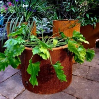Jardinières rustiques en acier corten de grande taille pour l'extérieur, pots en métal ronds ou rectangulaires