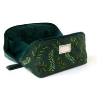 Pochette en velours brodée OEM, boîte à maquillage plate, sac de voyage pour cosmétiques, sac de rangement pour soins de la peau et maquillage
