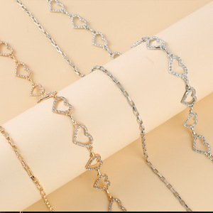 โซ่ประดับร่างกายรูปหัวใจประดับเพชรเทียม โลหะผสมสังกะสี สีเงิน สำหรับสวมใส่ทุกวัน เครื่องประดับแฟชั่น เข็มขัดเสริม - Product Image 2