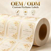 Autocollants personnalisés pour bouteilles de cosmétiques et de parfums, impression dorée à chaud, vinyle adhésif transparent, autocollant de logo imperméable