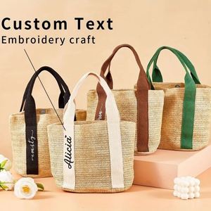 Sac seau en toile personnalisé avec nom, style urbain et simple pour femme, forme rectangulaire horizontale, fermeture éclair intérieure, usage quotidien - Product Image 2