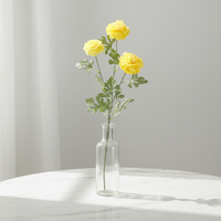Ranunculus Buatan Realistis 70cm 3 Kepala Buatan Tangan Tahan Lama untuk Dekorasi Rumah Ruang Tamu Paskah Hari Valentine