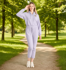 Mono con Capucha para Mujer Tc408, Manga Larga, Cintura Alta, Tejido de Punto, Color Sólido, Casual, Transpirable, Algodón con Spandex, Largo hasta el Tobillo - Product Image 2